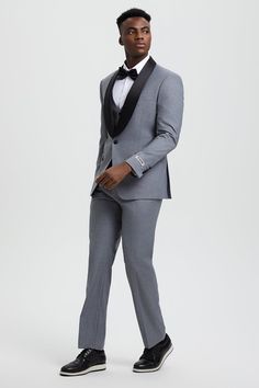 This one button tuxedo by Stacy Adams features a wide black satin shawl lapel, matching pants and vest. This comes in a hybrid fit (Sizes 34-44 = Slim Fit | Sizes 46+ = Modern Fit) Tuxedo Suits For Black-tie Gala Events, Luxury Black Satin Suit, Single Breasted Suit For Black Tie Events, Formal Single Breasted Custom Fit Sets, Formal Custom Fit Single Breasted Sets, Satin Tuxedo Suits For Wedding, Formal Single-breasted Custom Fit Sets, Tailored Satin Suit For Semi-formal Occasions, Tailored Satin Suits For Semi-formal Occasions