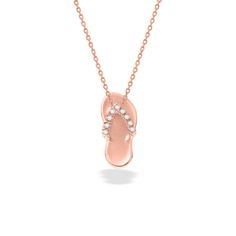 14K Yellow Gold Petite Slipper Pendant with 0.06 Carats (total weight) of Diamonds. 17" 14K Yellow Gold chain included. The pendant measures approximately 5/8" in length. 14k Rose Gold Diamond Necklace With Adjustable Chain, Custom Rose Gold 14k Gold Pendant Necklace, Custom Rose Gold 14k Pendant Necklace, Rose Gold Polished Pendant Necklace, Luxury Rose Gold Charm Necklace With Adjustable Chain, Formal Rose Gold Sterling Silver Chain Necklace, Sterling Silver Rose Gold Necklaces With Diamond Accents, Rose Gold Diamond Pendant Necklace With Adjustable Chain, 14k White Gold Charm Necklace With Adjustable Chain