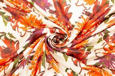 This stunning silk charmeuse from Italy is perfect for dresses, skirts, pants, and shirting! Spring Silk Scarf With Satin Finish, Spring Satin Silk Scarf With Satin Finish, Summer Silk Scarf With Satin Finish, Silk Scarf For Spring Party, Silk Scarf For Party In Spring, Red And Orange, Silk Charmeuse, Be Perfect, Abstract Artwork