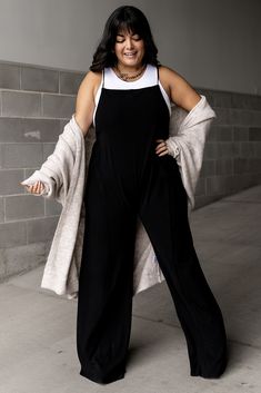 Comfy cozy outfit you can wear all winter long! (winter outfit ideas, jumpsuit outfit ideas) SHOP IT HERE --> https://mindymaesmarket.com/products/miranda-jumpsuit-black Outfit Ideas Jumpsuit, Jumpsuit Outfit Ideas, Comfy Jumpsuits, Winter Outfit Ideas, Girls Fall Outfits, Fitted Jumpsuit, Jumpsuit Outfit, Look Good Feel Good, Long Winter