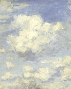 a painting of clouds in the blue sky