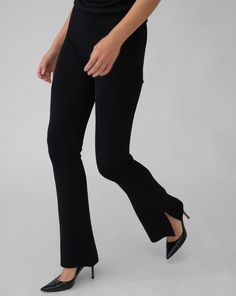 Introducing our Split Hem Sweater Pant - a luxurious and timeless addition to your wardrobe. Designed with an elastic waistband, these figure-hugging sweater knit trousers effortlessly combine comfort and style. Elevate any outfit with these elegant pants that exude sophistication and grace Split Hem Pants Outfit, Split Hem Pants, Elegant Pants, Knit Trousers, Elegant Pant, Hem Pants, Hem Sweater, Jumpsuit Jacket, How To Hem Pants