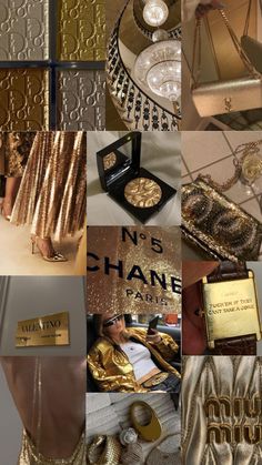 the collage shows gold and silver accessories