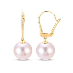 Each of these impeccable women's drop earrings feature a lustrous freshwater cultured pearl. Fashioned in 14K yellow gold, the earrings secure in place with leverbacks and the pearls measure 10.0-11.0mm each. Classic Round Pearl Earrings With French Hook, Classic Pearl Earrings With French Hook For Anniversary, Elegant Yellow Gold Lever Back Earrings, Elegant Yellow Gold Earrings With Lever Back, Classic Pear-shaped Earrings With Lever Back, Classic Pearl Earrings With French Hook For Formal Occasions, Formal Fine Jewelry Pearl Earrings With Ear Wire, Classic Pearl Earrings With Lever Back, Classic Pearl Earrings With Lever Back Ear Wires