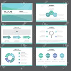 a set of four different presentation slides with arrows and circles on the side, including an arrow