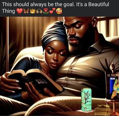 an image of a man reading a book to a woman who is holding her head