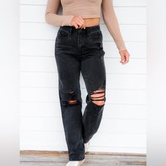 Judy Blue Straight Obsessed High Rise Black Straight Leg Jeans Size 5 Never Worn Black Straight Leg Jeans, Blue Mom Jeans, Boyfriend Fit Jeans, Stretch Back, Black Leather Pants, Black Jean, Judy Blue Jeans, Straight Fit Jeans, Straight Leg Denim