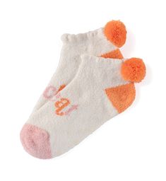 Super soft luxe cozy footie ankle socks in a ivory, pink and orange "Trick / Treat" design. Perfect for spooky season! notched toe seams for added comfort pom pom on back textured gripper non-skid dots at soles luxe poly span blend One size fits most sizes 6-10 Trick And Treat, Spa Wraps, Accessories Display, Cozy Socks, Trick Or Treater, Pen Gift, Halloween Looks, Framed Gifts, Zip Pouch