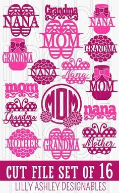 the free svg set of 16 personalized monogrammed cut files for silhouettes, cricut and more