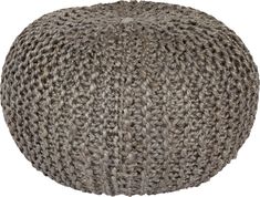 a knitted poufle on a white background