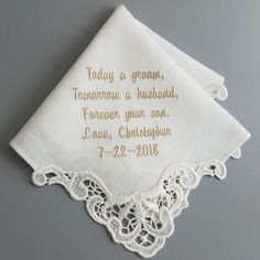 Ivory Handkerchief Personalized for Wedding Gift Elegant Wedding Handkerchief With Lace Work, Elegant Lace Wedding Handkerchief, Elegant Lace Work Handkerchiefs Gift, Elegant Lace Work Handkerchief For Wedding, Elegant Lace Work Wedding Handkerchief, Lace Wedding Handkerchiefs With Lace Trim, Lace Handkerchiefs With Lace Trim For Wedding, Cream Lace Trim Handkerchiefs For Wedding, Lace Wedding Handkerchiefs With Lace Work