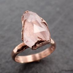 Partially Faceted (By my husband) Morganite 14k rose gold Ring Gold Pink Gemstone Cocktail Ring Statement Ring gemstone Jewelry byAngeline morganite feels so soft gentle and loving. I hand carved this ring in wax and cast it in solid rose gold using the lost wax casting process. This one of a kind ring is a size 7 and It can be resized. The stone measures about 11mm X 7.5mm. Throughout all time and history, in every tribe and culture all around the world crystals, minerals and gemstones have use Wedding Rings Solitaire, 14k Rose Gold Ring, Wax Casting, Minerals And Gemstones, Raw Diamond, Pink Gemstones, Champagne Diamond, Lost Wax, Ring Gemstone