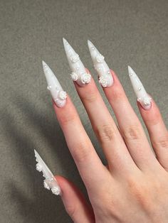 Wedding Acrylic Nails, Fake Nails White, Ideas Uñas, Milky Nails, Long Stiletto, Manicure Tips, Almond Acrylic Nails, White Nail, Fake Nail