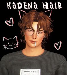 a drawing of a person with glasses and a sign that says kadena hair