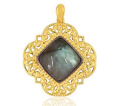 This mystical gemstone pendant makes your neckline the most notable part of your look. Elegant Hallmarked Rectangular Pendant Jewelry, Fine Jewelry Gold-plated Square Pendant, Fine Jewelry Gold Plated Square Pendant, Spiritual 14k Gold Gemstone Jewelry, Spiritual Yellow Gold Jewelry With Gemstones, Elegant Rectangular Pendant Gemstone Jewelry, Elegant Rectangular Gemstone Pendant Jewelry, Spiritual Gold Jewelry With Gemstones, Spiritual Style Gold Gemstone Jewelry