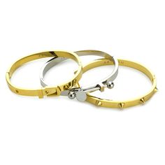 A perfect complement for your watch. Stand out with our stylish bangles, wear them on their own or combine them together! Stainless steel 18k gold plated and rhodium plated 2.8" x 1.77" - Suitable for wrist circumference up to 6.50" Hypoallergenic Tarnish resistant Stylish Bangles, Balance Bracelet, Watch Stand, Cartier Love Bracelet, Bracelet Stack, Rhodium Plated, 18k Gold, Gold Plate, Bangles