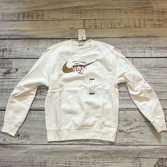 - Condition: Great - Never Worn - Size: S (Mens) - Material: Cotton, Polyester - Colors: White, Gold, Red Sports Sweatshirt, Shirts Nike, Nike Gold, Sports Sweatshirts, Nike Sports, Nike Shirts, Men's Nike, Red Gold, Nike Men