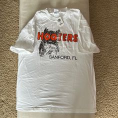 Brand New Size Large Men’s Hooters T Shirt 20th Anniversary Shirts, Casual Logo, Orange Hoodie, Anniversary Shirt, Racing Shirts, Tour T Shirts, Grey Long Sleeve, Orange White