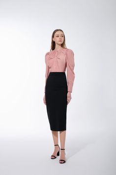 This shirt is crafted with care to offer a stylish silhouette with the gathered legs of mutton sleeves that help flatter the figure. With a timeless design, this piece will remain in your wardrobe for years to come. Workwear Puff Sleeve Padded Blouse, Puff Sleeve Padded Blouse For Work, Fitted Long Sleeve Puff Top With Gathered Sleeves, Workwear Blouse With Ruffles And Balloon Sleeves, Daywear Shirt With Puff Sleeves, Lantern Sleeve Top For Office In Fall, Fitted Blouse With Elastic Sleeves For Work, Fitted Blouse With Gathered Sleeves For Work, Office Lantern Sleeve Top For Fall