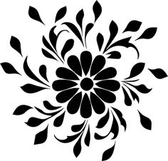 an abstract black and white flower design