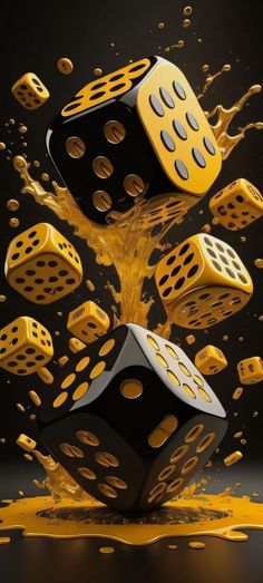 some dices are falling into the water