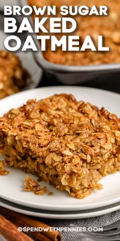 brown sugar baked oatmeal on a white plate