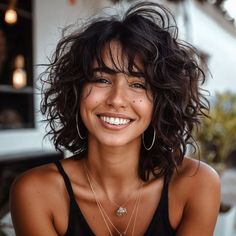 Mid Length Hair With Curtain Bangs Curly, Perm Shag Hair, Short Wavy Hair Fine, Sassy Curly Haircut, Modern Shag Curly Hair, Curly Bangs Medium Length, Curly Bob Shag, Mid Length Curly Hair With Bangs, 80s Haircut Women