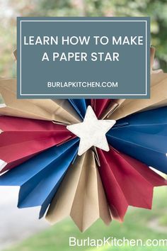 an origami star made out of paper with the words learn how to make a paper star