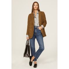 Brown wool blend (30% Polyester, 30% Cotton, 26% Wool, 9% Alpaca,4% Other Fiber, 1% Elastane). Lining (100% Polyester). Blazer. Long sleeves. Collar. Front button closure. 30" from shoulder to hemline. Imported. Rent The Runway, Closet Designs, Alpaca, Madewell, Wool Blend, Blazer, Wool, Collar, Long Sleeve