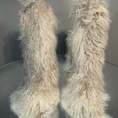 Luxuriously Black Shaggy Real Fur Knee Boots Offer A Cozy And Stylish Solution For Chilly Days. The Plush Fur Lining Provides Exceptional Warmth And Comfort. Real Fur, High Boots, Knee High Boots, Knee Boots, Knee High, Women Shopping