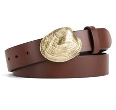 SIR JACK'S - Quahog Shell Buckle with Brown Leather Belt, $150.00 (http://www.sirjacks.com/quahog-shell-buckle-with-brown-leather-belt/) Shell Belt, English Bridle, Brown Leather Belt, Brass Buckle, Silver Accessories, Equestrian Style, Silver Gifts, Luxury Gifts, Luxury Accessories