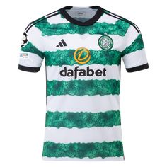 the green and white soccer jersey is shown