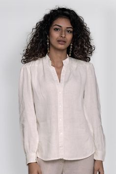 TheWildRiverShirtinOff-white-1 Daywear Button-up Shirt With Blouson Sleeves, White Button-up Blouse With Blouson Sleeves, White Button-up Top With Blouson Sleeves, White Blouson Sleeve Button-up Blouse, Summer Button-up Tops With Gathered Sleeves, White Casual Top With Pleated Sleeves, White Casual Tops With Pleated Sleeves, Casual White Tops With Pleated Sleeves, Summer Formal Tops With Pleated Sleeves