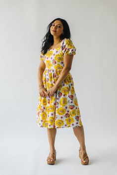 This adorable Gilligan Floral Babydoll Dress in Mustard is the perfect addition to your wardrobe! With a square neck and a playful floral print, this dress is both comfortable and stylish. Perfect for any occasion, it's a must-have for any fashion lover. Details self/lining: 60% cotton + 40% polyester Fabric Care Guide Here Sizing & Fit Measurements are approximate and taken while laying flat across the front. Not doubled. small: bust = 14"; length = 40" medium: bust = 16"; length = 41" large: b Floral Babydoll Dress, Mustard Dressing, Nursing Friendly, Navy Pink, Babydoll Dress, Top Sales, Floral Blouse, Small Bust, Fashion Lover