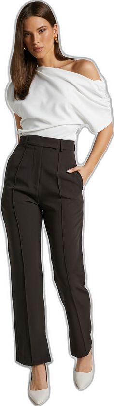 Trendy Pants With Belt Loops And Straight Hem, Straight Leg Work Pants With Belt Loops, Sleek Pants With Pockets And Straight Hem, Trendy Workwear Pants With Side Pockets, Straight Leg Work Pants With Pockets, Chic Straight Hem Bottoms For Workwear, Chic Workwear Bottoms With Straight Hem, Chic Bottoms With Straight Hem For Work, Wide Leg Pants With Pockets For Office