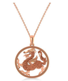 If you are looking for a unique and meaningful gift for yourself or a loved one who is a dragon,This necklace features a 14k rose gold dragon charm that is delicately crafted with fine details and a polished finish. The charm hangs from a 16-inch chain that secures with a spring ring clasp. Celebrate the Year of the Dragon with a Rose Gold Necklace The Lunar New Year is a festival that celebrates the beginning of a new year in the lunar calendar. Symbolic Rose Gold Necklace, Elegant Dragon Design Necklace As A Gift, Elegant Dragon Design Necklace As Gift, Elegant Dragon Design Necklace Gift, Luxury Dragon Design Jewelry For Gift, Luxury Engraved Rose Gold Necklace, Luxury 14k Rose Gold Pink Gold Necklace, Symbolic 14k Rose Gold Necklace, 14k Rose Gold Round Necklace