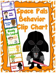 a star wars themed classroom poster with the words space pals behavior clip chart on it