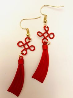 Handmade earrings Chinese Jewelry Traditional, Chinese Knotting, Chinese Accessories, Japanese Jewelry, Lucky Jewelry, Chinese Jewelry, Traditional Earrings, Chinese Knot, Red Earrings