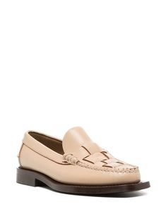 Hereu Nombela Leather Loafers - Farfetch Elegant Slip-on Moccasins With Woven Sole, Classic Woven Leather Slip-on Loafers, Woven Leather Slip-on Loafers For Work, Classic Moccasins With Woven Sole And Round Toe, Classic Slip-on Woven Leather Loafers, Classic Loafers With Woven Sole, Classic Loafers With Woven Sole And Almond Toe, Elegant Slip-on Loafers With Woven Sole, Classic Loafers With Woven Sole And Flat Heel