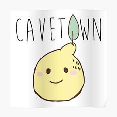 a cute little cartoon character with the words cave town on it's back poster