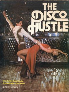 the disco hustle movie poster with two people dancing on a dance floor in front of a fence