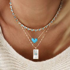 Treat your neckline to a little love with this 'Oh My Heart' necklace! Adorned with the perfect size precious gemstone heart, this delicate piece will add a touch of sparkle to every outfit. 14k gold plated brass 16 inch chain with 2 inch extender turquoise heart is 15mm Questions about Shipping & Returns? Oh My Heart, Turquoise Heart, Heart Gemstone, Precious Gemstones, Heart Necklace, Oh My, My Heart, Gold Plate, Sparkle