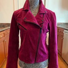 Fushia Purplish Pink Color. Euc. Never Worn. No Returns. Size Medium. Suede Biker Jacket, Suede Biker, Fall Jackets, Biker Jacket, Pink Color, Pink Purple, Jackets & Coats, Jackets For Women, Size Medium