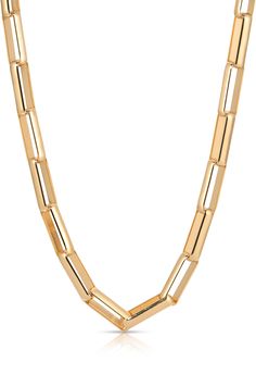 Rectangular Link Necklace Gold Chain Necklace With Rectangular Pendant, Luxury Necklaces With Rectangular Links For Gift, Elegant Gold Chain Necklace With Rectangular Pendant, Gold Plated Rectangular Pendant Necklace For Formal Occasions, Gold Plated Necklace With Rectangular Pendant For Formal Occasions, Formal Gold-plated Necklace With Rectangular Pendant, Modern Gold Rectangular Pendant Jewelry, Elegant Square Gold Jewelry, Modern Gold Plated Necklaces With Rectangular Links