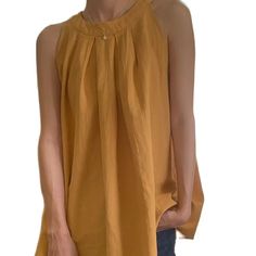 44710394102005 Yellow Relaxed Fit Solid Color Tops, Yellow Relaxed Fit Solid Tops, Plain Yellow Top For Spring, Yellow Relaxed Fit Blouse For Vacation, Solid Yellow Blouse For Summer, Yellow Solid Color Summer Blouse, Oversized Yellow Summer Tops, Yellow Solid Color Blouse For Spring, Oversized Mustard Top For Spring