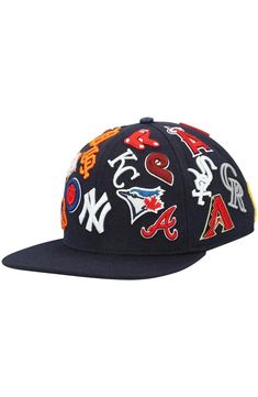 PRO STANDARD Men's Pro Standard Navy MLB Pro League Wool Snapback Hat | Nordstrom Six-panel Fitted Hat With Logo Patch For Sports Events, Fitted Hat With Letter Patch For Sports Events, Throwback Flat Bill Trucker Hat For Baseball Season, Flat Brim Fitted Hat For Baseball Season, College Baseball Season Cap, Throwback Curved Brim Hats For Baseball Season, Hip Hop Style Fan Gear Cap, Hip Hop Fan Gear Cap, College Baseball Cap With Flat Brim For Baseball Season