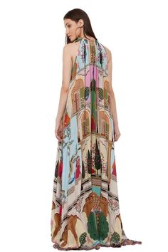 Shop for Limerick by Abirr N' Nanki Multi Color Crepe Legacy Maxi Dress for Women Online at Aza Fashions Multicolor Floor-length Dress With Digital Print, Multicolor Printed Maxi Sleeveless Dress, Summer Floor-length Dress With Digital Print, Multicolor Digital Print Sleeveless Dress, Multicolor Sleeveless Dress With Digital Print, Multicolor Digital Print Maxi Dress, Sleeveless Multicolor Silk Maxi Dress, Multicolor Silk Halter Neck Maxi Dress, Multicolor Maxi Dress