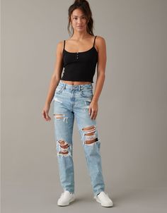 American Eagle Mom Jeans, Rip Mom, Ripped Mom Jeans, High Waisted Mom Jeans, Curvy Jeans, Mom Jean, Women Denim Jeans, American Eagle Jeans, American Eagle Outfitters Jeans