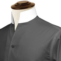 Classic Shirt With Stand Collar And Placket, Classic Shirt With Stand Collar And Buttons, Classic Black Stand Collar Shirt, Classic Black Shirt With Stand Collar, Classic Tops With Button Cuffs And Stand Collar, Classic Tops With Stand Collar And Button Cuffs, Classic Stand Collar Tops With Buttons, Classic Tops With Stand Collar And Button Closure, Classic Stand Collar Top With Button Closure