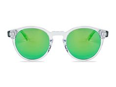 Round lenses and a classic design with a modern touch provide a refined look that is reminiscent of the 60's and 70's. Green Mirrored Sunglasses For Everyday, Green Sunglasses With Mirrored Lenses For Everyday, Trendy Green Round Frame Sunglasses, Everyday Green Sunglasses With Mirrored Lenses, Bamboo Sunglasses, Green Mirror, Red Mirror, Wood Sunglasses, Green Mirrors